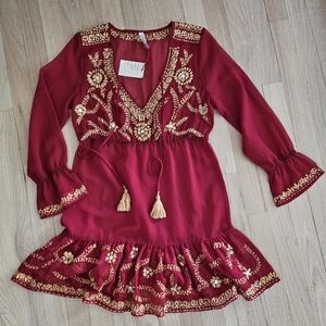 RAGA Red embroidered tunic Sample piece size 2